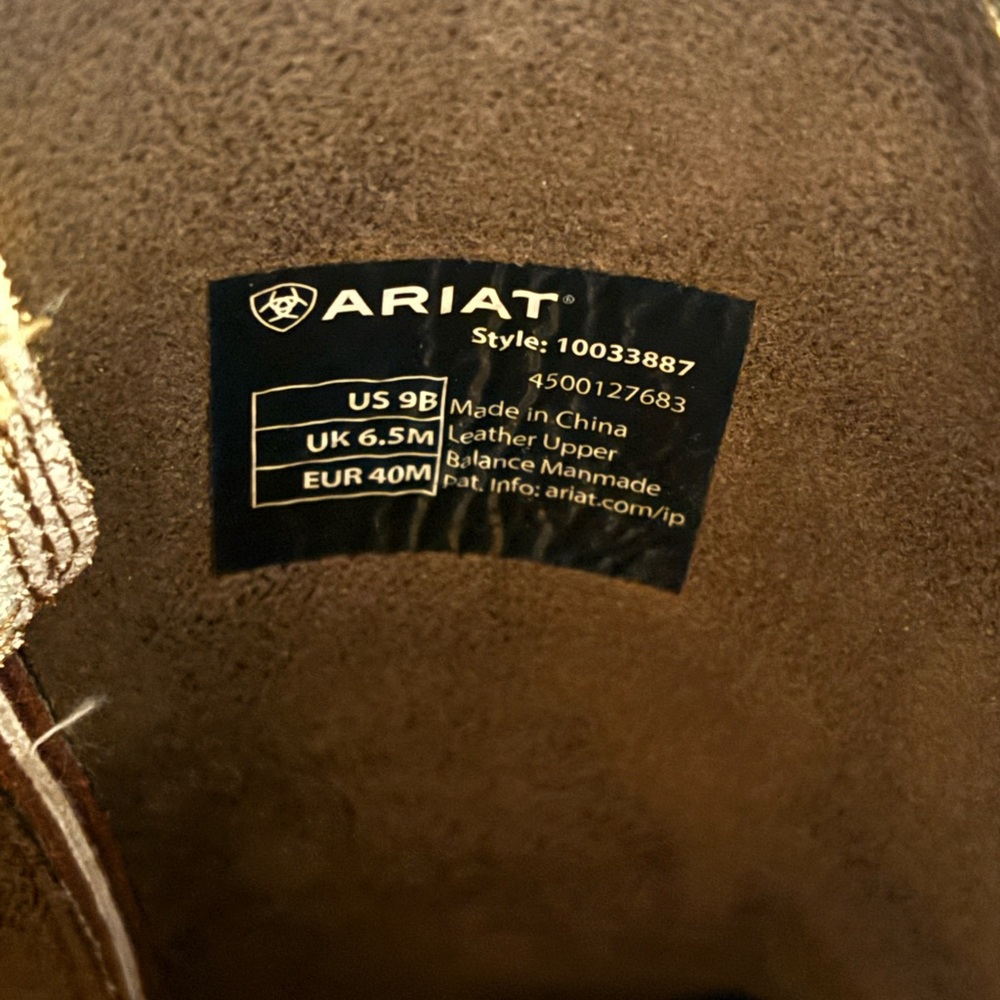 Ariat Cream Heeled Boots with Intricate Stitching - Picture 5 of 5
